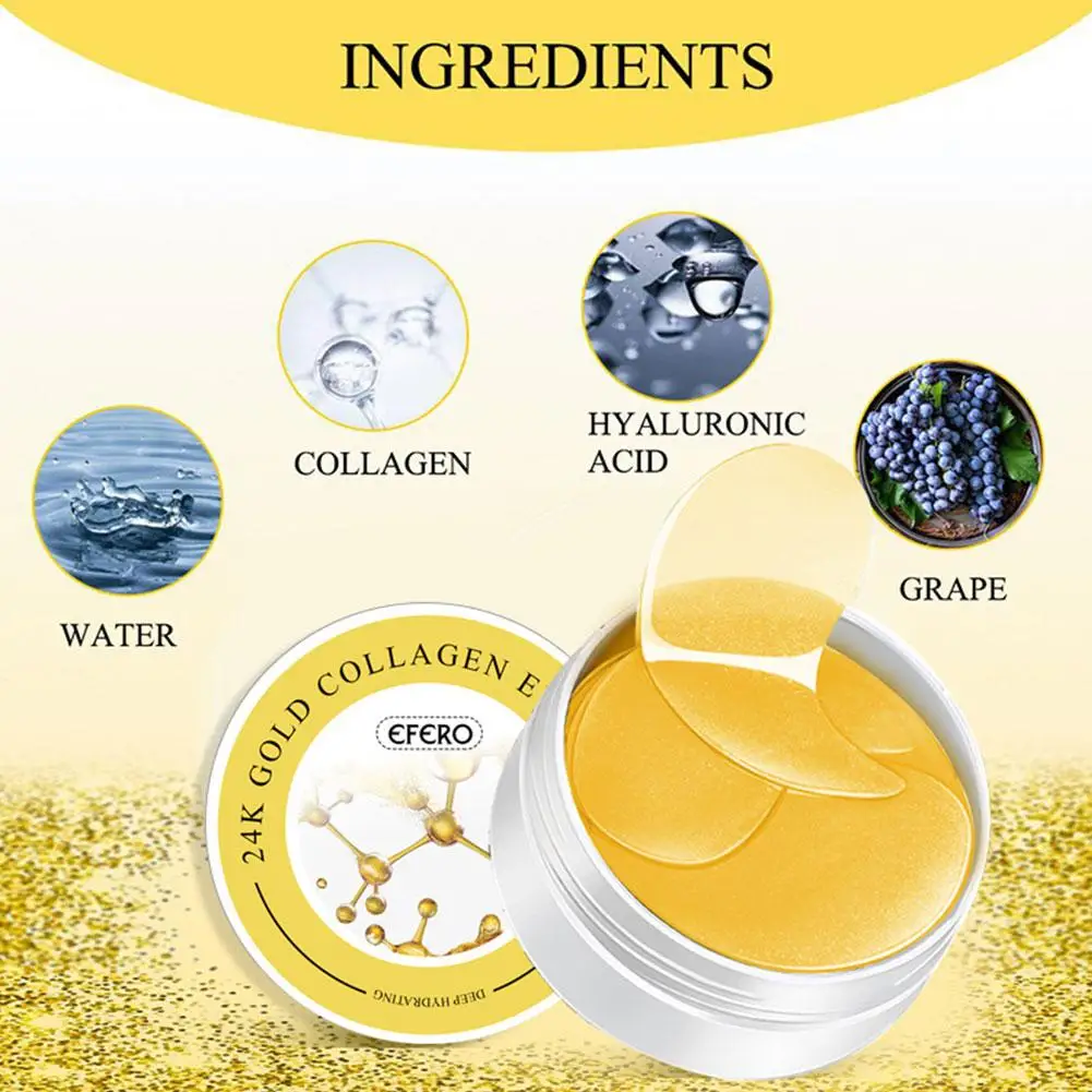 60 шт. Золотая коллагеновая маска для глаз Питательная увлажняющая против морщин