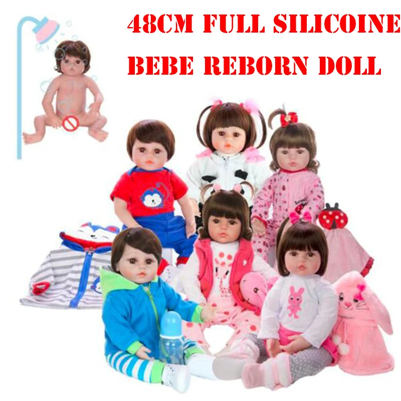 DollMai 18 &quotполный силиконовый винил Reborn Baby куклы для детей подарок на день рождения
