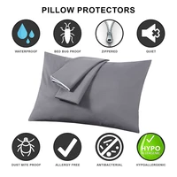 100 waterproof pillow protector pilowcase allergy pilowcase anti mites bed bug proof zipper cover eco friendly grey 1pc