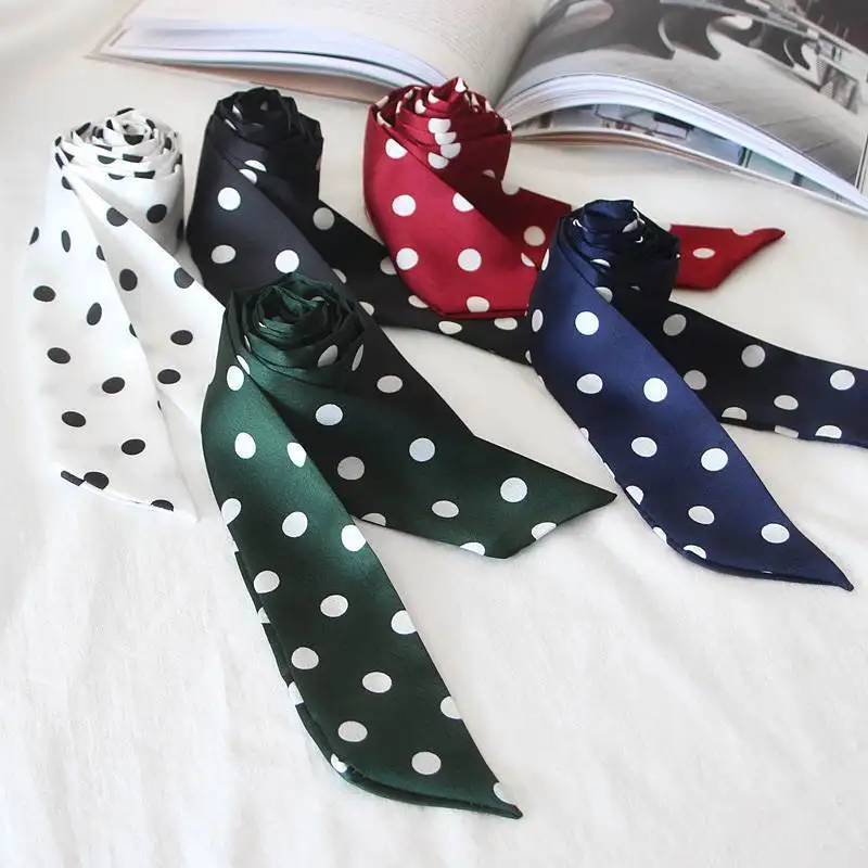 Женский узкий шарф в горошек 190x5 см| |