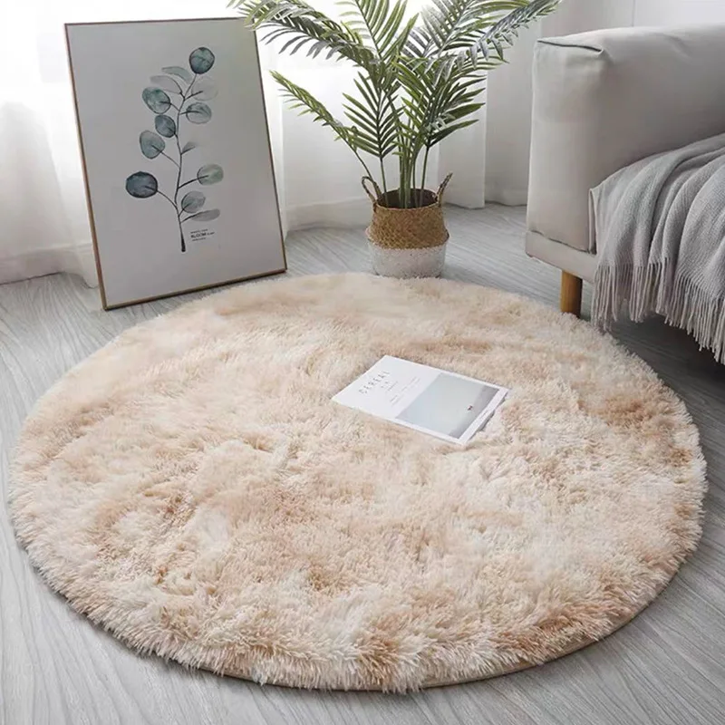 

Круглые мягкие Меховые коврики из искусственной овчины для спальни, гостиной, напольный ворсистый плюшевый ковер, Белый Домашний напольный...