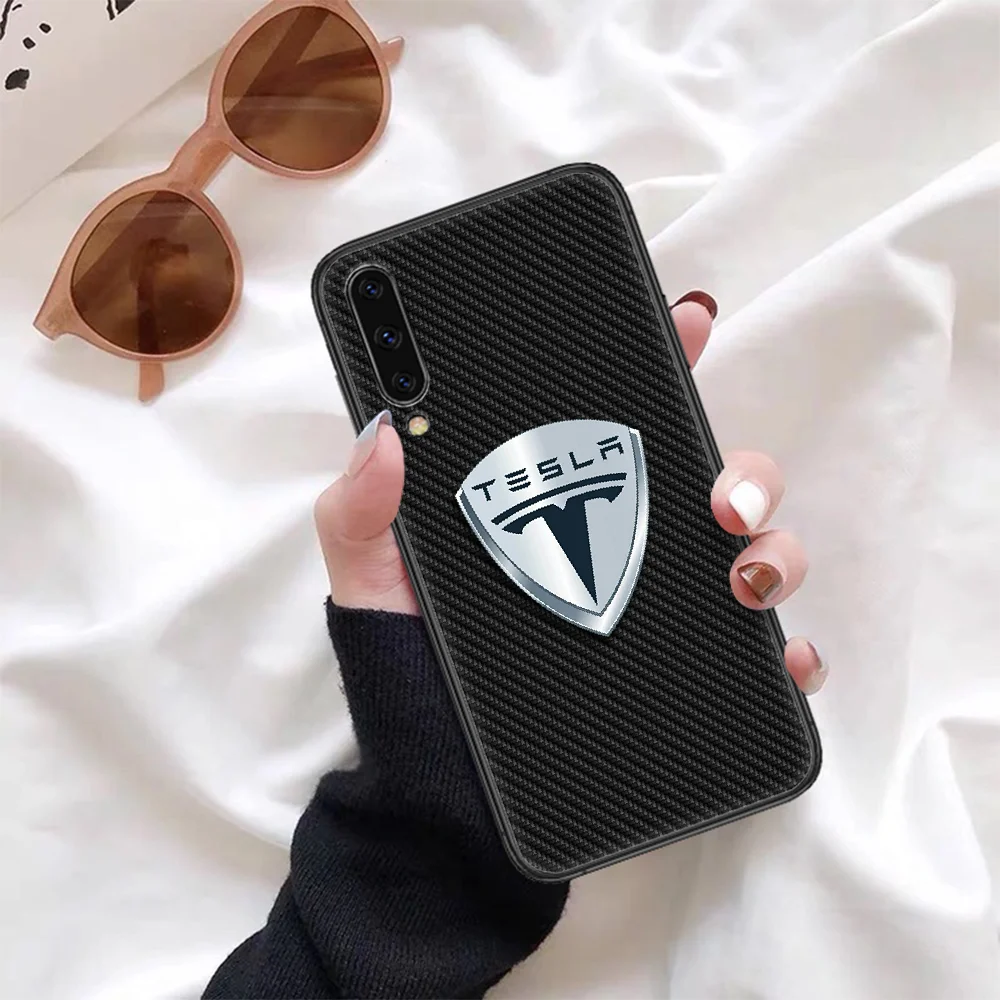 

electric car Teslae logo Phone Case For Samsung Galaxy A 3 5 7 8 10 20 20E 21S 30 30S 40 50 51 70 71 black Cover Fashion Funda