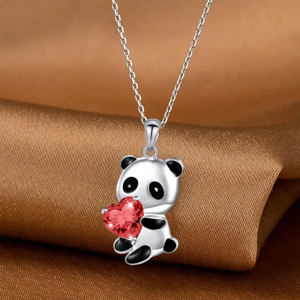 Ожерелье с пандой и медведем круглое циркониевое ожерелье в форме сердца для