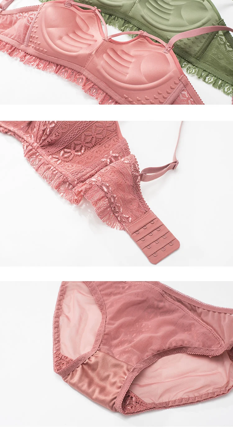 Roseheart, женские модные красные сексуальные комплекты нижнего белья, беспроводные кружевные хлопковые трусики, бюстгальтеры с пуш-ап эффектом, комплекты нижнего белья A B 36 38
