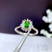 kjjeaxcmy fine jewelry 925 sterling silver inlaid natural diopside ring new lovely female ring support test hot selling