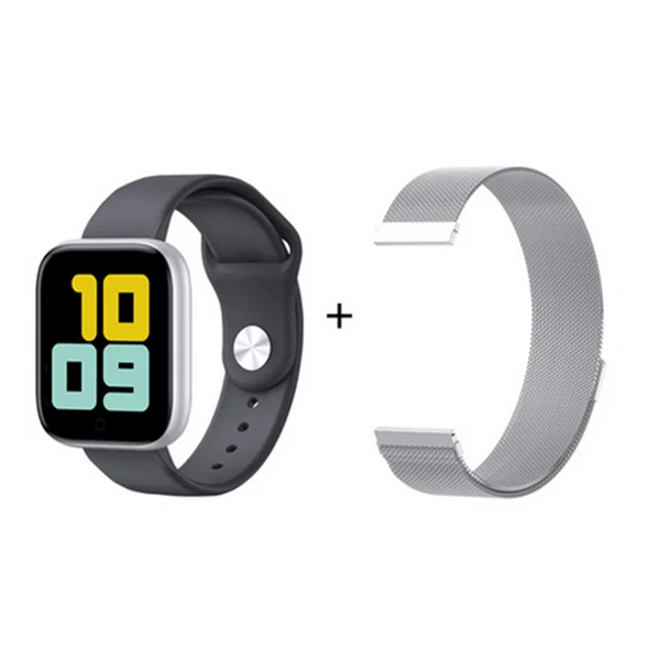 Sliver Add Strap T85 Смарт-часы с цветным экраном, спортивный браслет с сердечным ритмом и кислородом для измерения артериального давления, музыкальный фитнес-браслет - Цвет: Sliver Add Strap