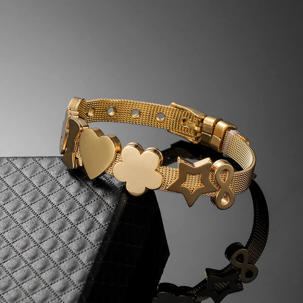 Хранитель серии Simple Letters с чистый CZ сетка из нержавеющей стали браслет для женщин