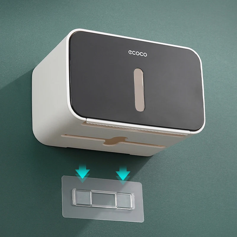 

Home Toilet Waterproof Paper Holder Towel Wall Mounted Storage Box Tray Roll Tube Punch-Free Double-Layer Bathroom Accessories