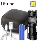 Яркий светодиодный мини-фонарик с зарядкой от USB, суперъяркий алюминиевый водонепроницаемый фонарь для самообороны, 10 Вт