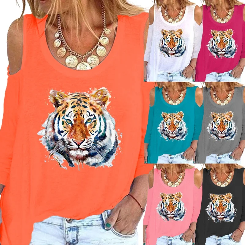 

Autumn New Products Ladies Casual Fashion Round Neck Long Sleeve Floral Print Shirts Loose Ladies Off Shoulder Oversized Tops