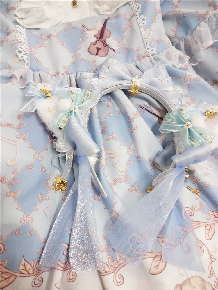 

Gorgeous Vinatge Handmade Lolita Daily Astrology Cat Bow KC Headband Sweet Kawaii Princess Plush Cat Ear Hair Band Headwear