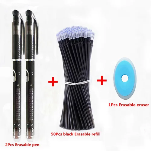 53Pcs black set-H 53Pcs/lot 0.38mm Erasable Washable Pen Refill Rod for Handle Blue/Black Ink Gel Pen School Office Writing Supplies Stationery - Цвет: 53Pcs black set-H