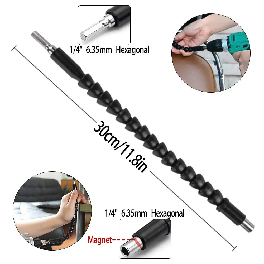 

MXiiXM 105° Driver Right Angle Extension Drill Universal Socket Wrench Grip Adapter 1/4 Hex Shank Flexible Extension Bit
