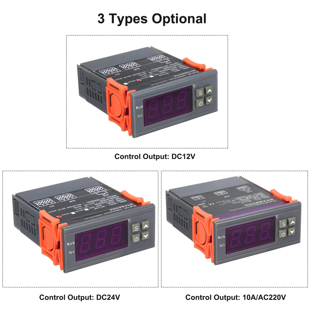 DC12V 24V AC220V цифровой регулятор температуры светодиодный термостат с датчиком