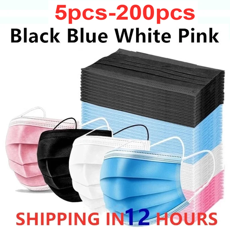 

Mask Disposable Face Mask Nonwove 3 Layer Mouth Mask filter Anti Dust Breathable Protective Adult masks Fast Ship