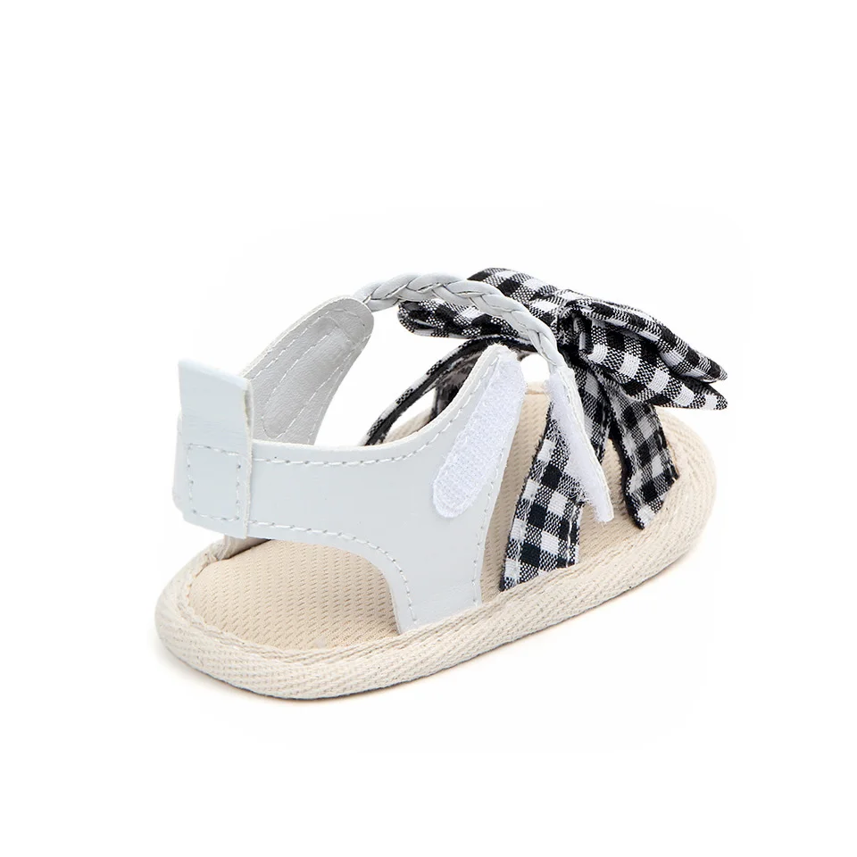 

Newborn Lattice Bow Princess Baby shoes Soft Sole shoes For Baby Girls Beach Plaid Baby Shoes
