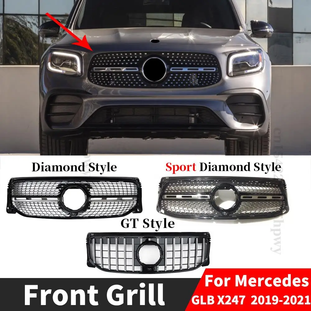 

Front Grille Racing Grill Upgrade Sport Mesh Replacement Tuning For Mercedes GLB X247 W247 2019 2020 2021 Diamond AMG GT Style