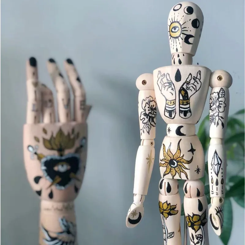 Maniqu&iacute; de madera con extremidades m&oacute;viles, modelo de maniqu&iacute; con cuerpo articulado para dibujar y pintar, figuras de acci&oacute;n para decoraci&oacute;n del hogar, mu&ntilde;ecos articulados-5
