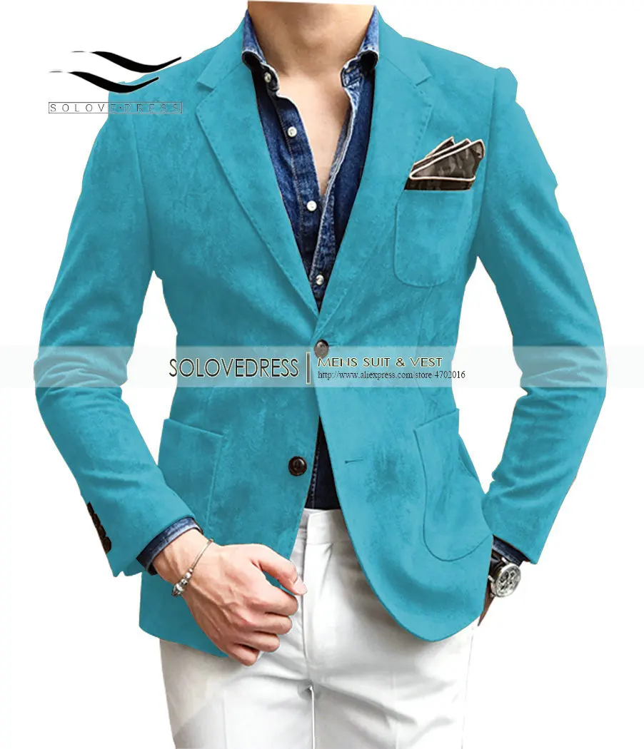 Solovedress мужской костюм белые брюки замшевый пиджак лацкан с тупым углом