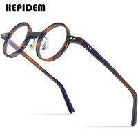 hepidem acetate glasses men 2022 vintage retro small round eyeglasses frame women optical prescription spectacles eyewear 9177