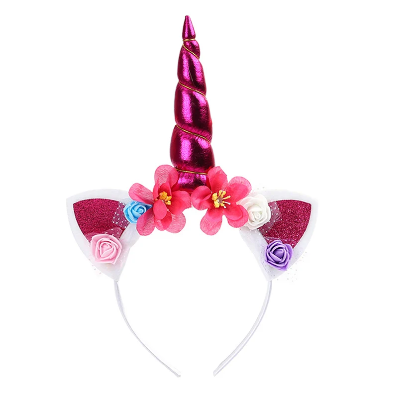 

5Colors Children Headwear Cat Ears Unicorn Flower Headbands Photo Props Hairbands For Kids Hair Accessories