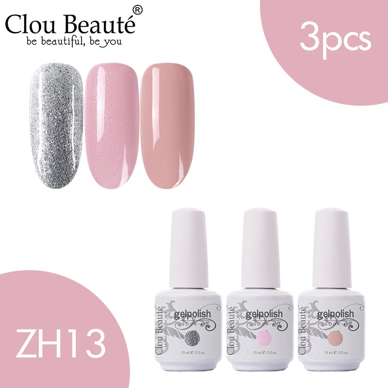 ZH13 Clou Beaute 3 шт. 15 мл Гель-лак набор УФ светодиодный лак для ногтей для маникюра УФ-гель для ногтей Топ УФ светодиодный гель для ногтей Гибридный гель для ногтей - Цвет: ZH13