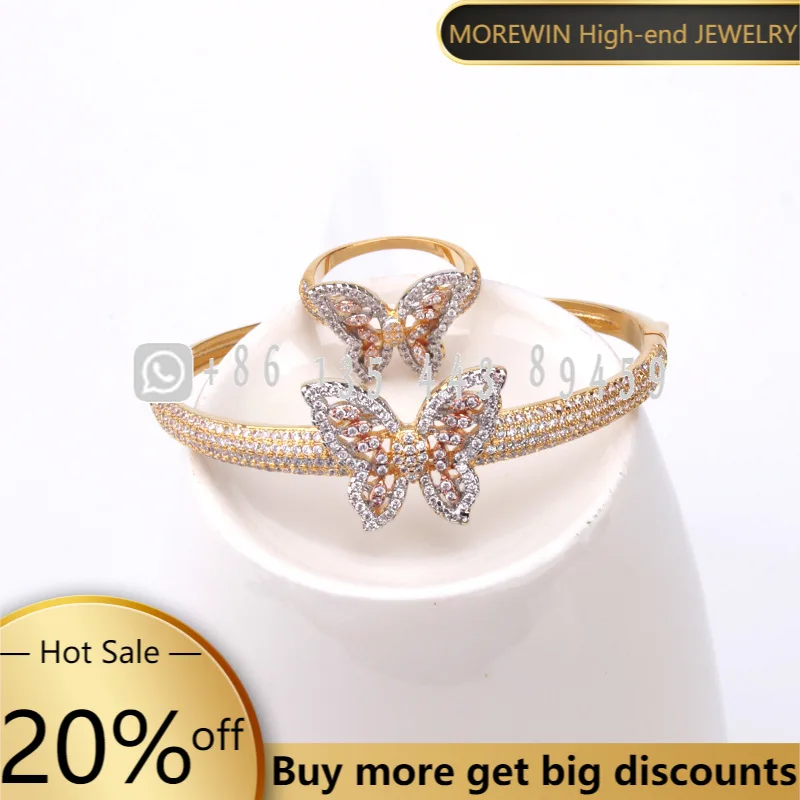 

Fashion Personality Butterfly Bracelet Ring Set Inlaid Zircon Jewelry European And American Style Ladies Jewelry Wholesale