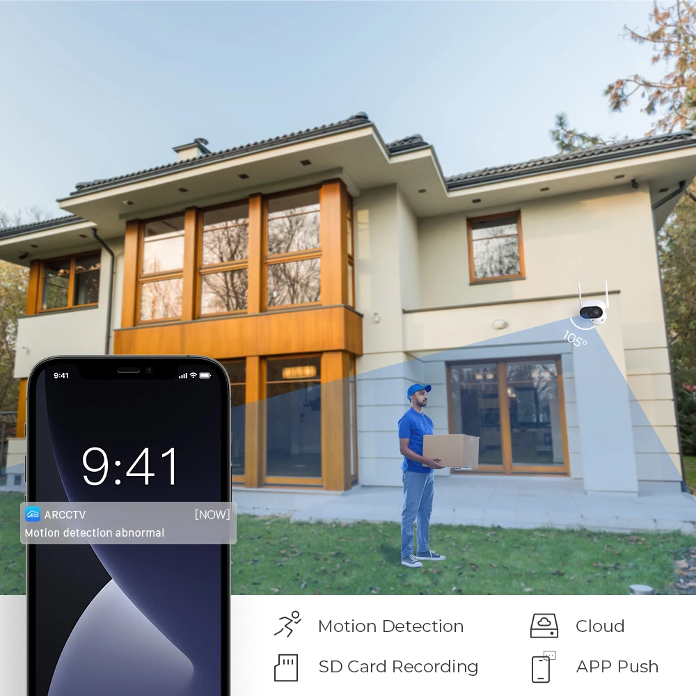 ANRAN перезаряжаемая камера видеонаблюдения 3MP Поворотная PTZ ip-камера Wifi наружная PIR