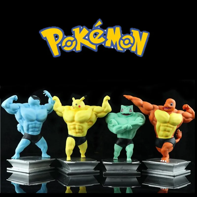 Покемон мышцы Пикачу Чаризард Бульбазавр Сквиртл статуя ПВХ фигуркы игрушки