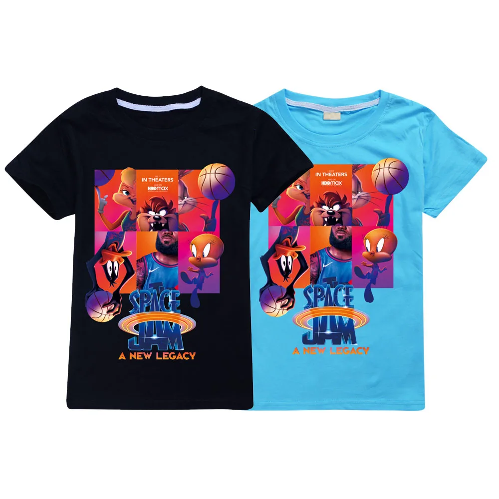 

2021 New movie Space Jam 2 Summer Fashion T-shirt Children Boys Girls Short Sleeves Tees Baby Kids Cotton Tops For kids Clothes