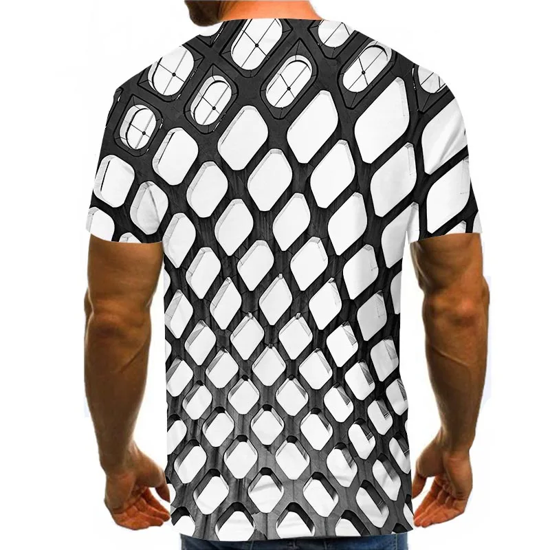 

Men Graphic T Shirts Round Neck 3D Print Short Sleeve Daily Tops Black And White Psychedelic Tees
