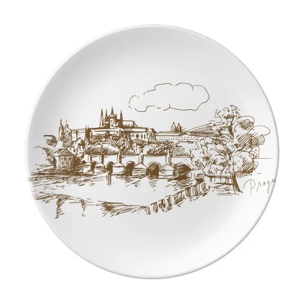 

Charles Bridge Prague Czech Landmark Dessert Plate Decorative Porcelain 8 inch Dinner Home