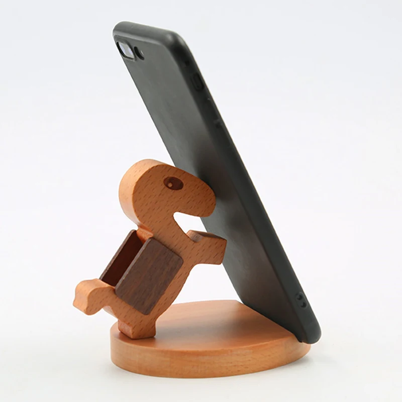 

Wood Craft Figurine Carving Model Ornament Table Desktop Decor Home Office Decoration Creative Wooden Mobile Phone Holder Stand