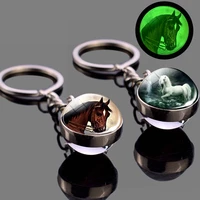 glow in the dark horse keychain glowing horse stuff luminous horses glass ball key chain crazy horse lovers gifts key rings