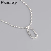 foxanry 925 stamp necklace new fashion vintage simple string of beads hollow geometric party jewelry gifts for women