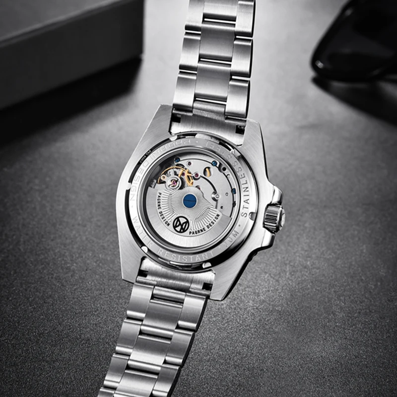 

PAGRNE DESIGN Luxury Fashion Mens Watches 40mm GMT Automatic Mechanical Watch Sapphire Glass 100M Classic Men's Waterproof Watch