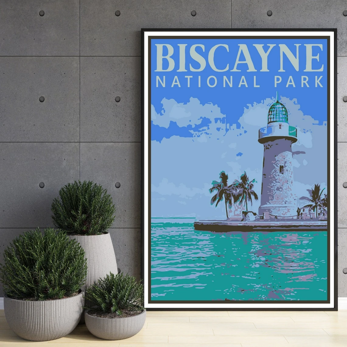 

Постер для путешествий в национальном парке Biscayne, винтажный постер в стиле сериграфа, настенное искусство, путешествия, Флорида, отпуск, сув...