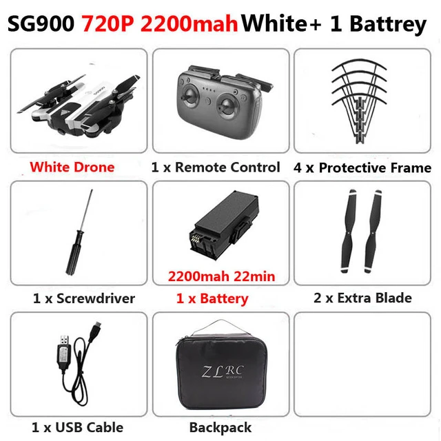 W720P2200mAh1B Bag SG900 50x Zoom RC Drone With 4K HD Camera Professional selfie FPV 22minutes long flight Quadcopter Follow Me Helicopter Toy - Цвет: W720P2200mAh1B Bag