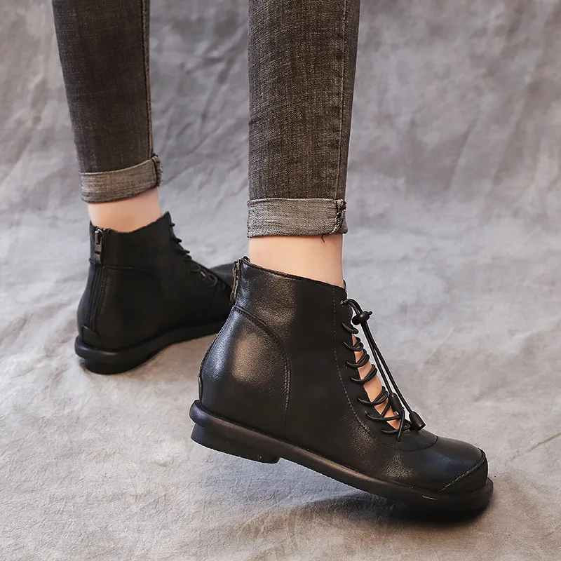 Женские весенние ботинки-гладиаторы из натуральной кожи кожаные ботинки на