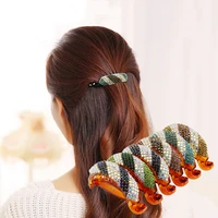 6 color boutique hair clip for women patchwork crystal ab banana barrettes female accessories hairpin ladies hairwear gift