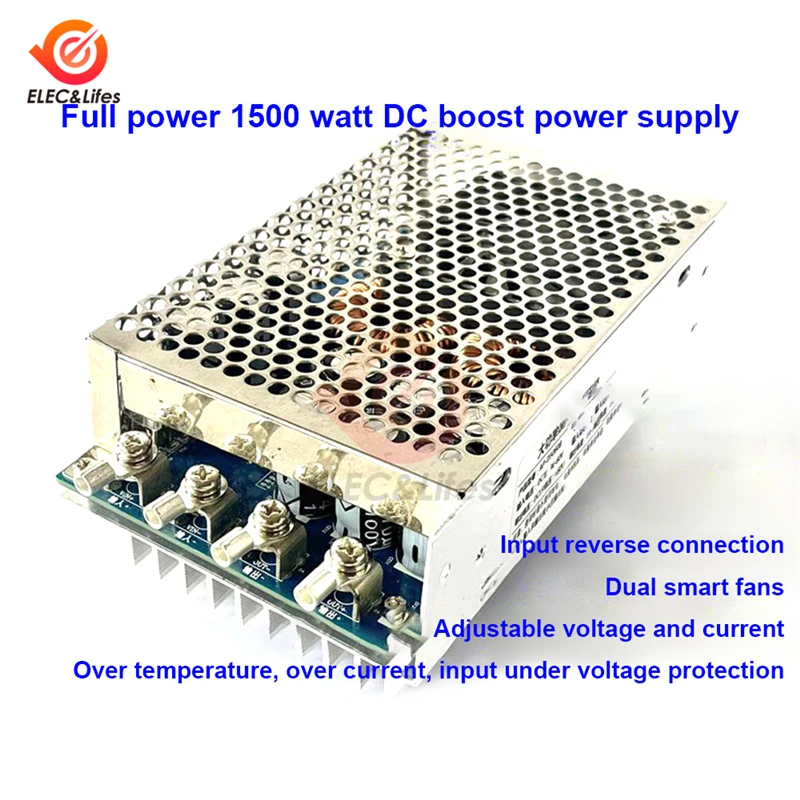 

Повышающий Модуль постоянного тока 1500 Вт, повышающая скорость зарядки электромобиля от 12-48 В до 24-70 в с вентилятором радиатора