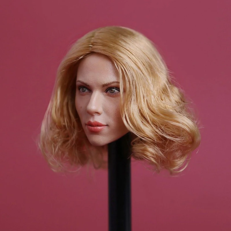 

1:6 Black Widow Scarlett Johansson Short Blonde Hair Young Lady Girl Head Sculpt For 12 Inches Womens Bodies Figures Dolls
