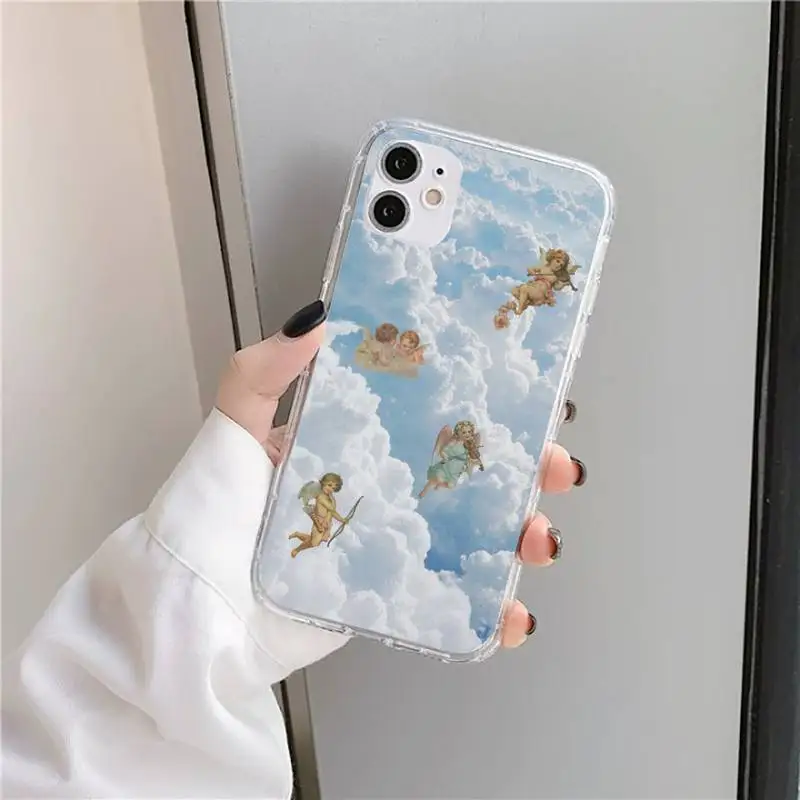 

Angels Aesthetic Aesthetics Rubber Phone Case Transparent for iPhone 11 12 mini pro XS MAX 8 7 6 6S Plus X 5S SE 2020 XR