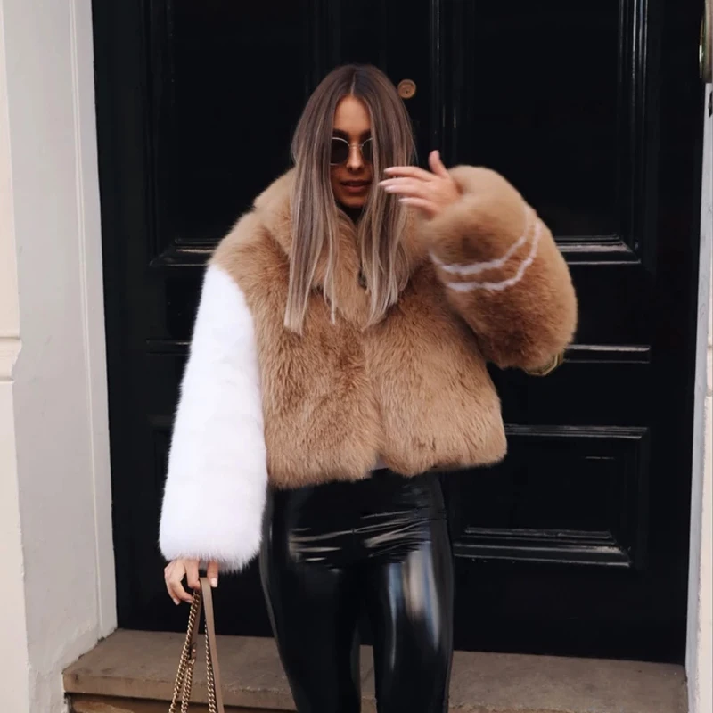 Эксклюзивная женская зимняя куртка из искусственного лисьего меха пальто