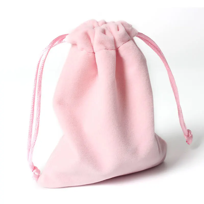

2pcs Soft Velvet Drawstring Pouches High Quality Pink Color Small Flannel Bags Wedding Gift Party Necklace Jewelry Package