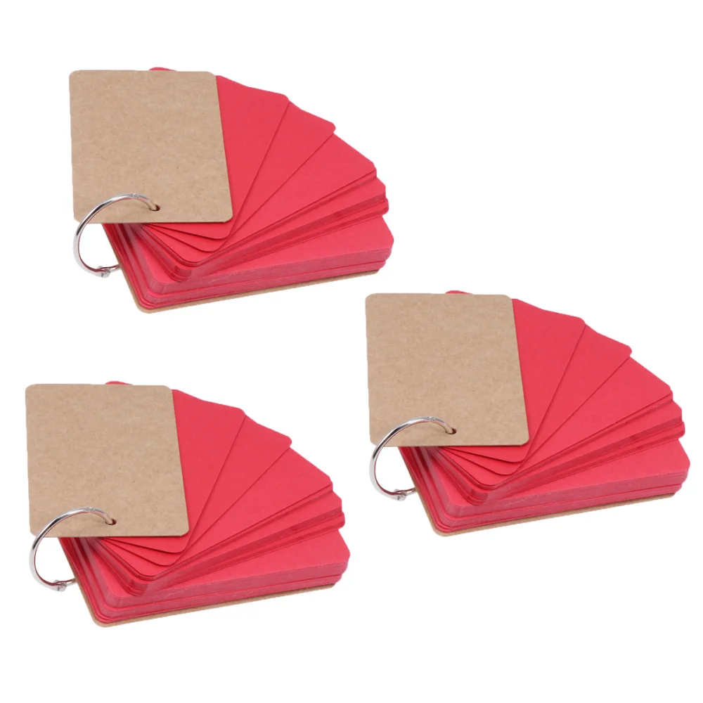 

3pcs Blank Paper Pads Portable Ring Buckle Notes Pads Binder Memo Pads Stationery Supplies for Home School Red