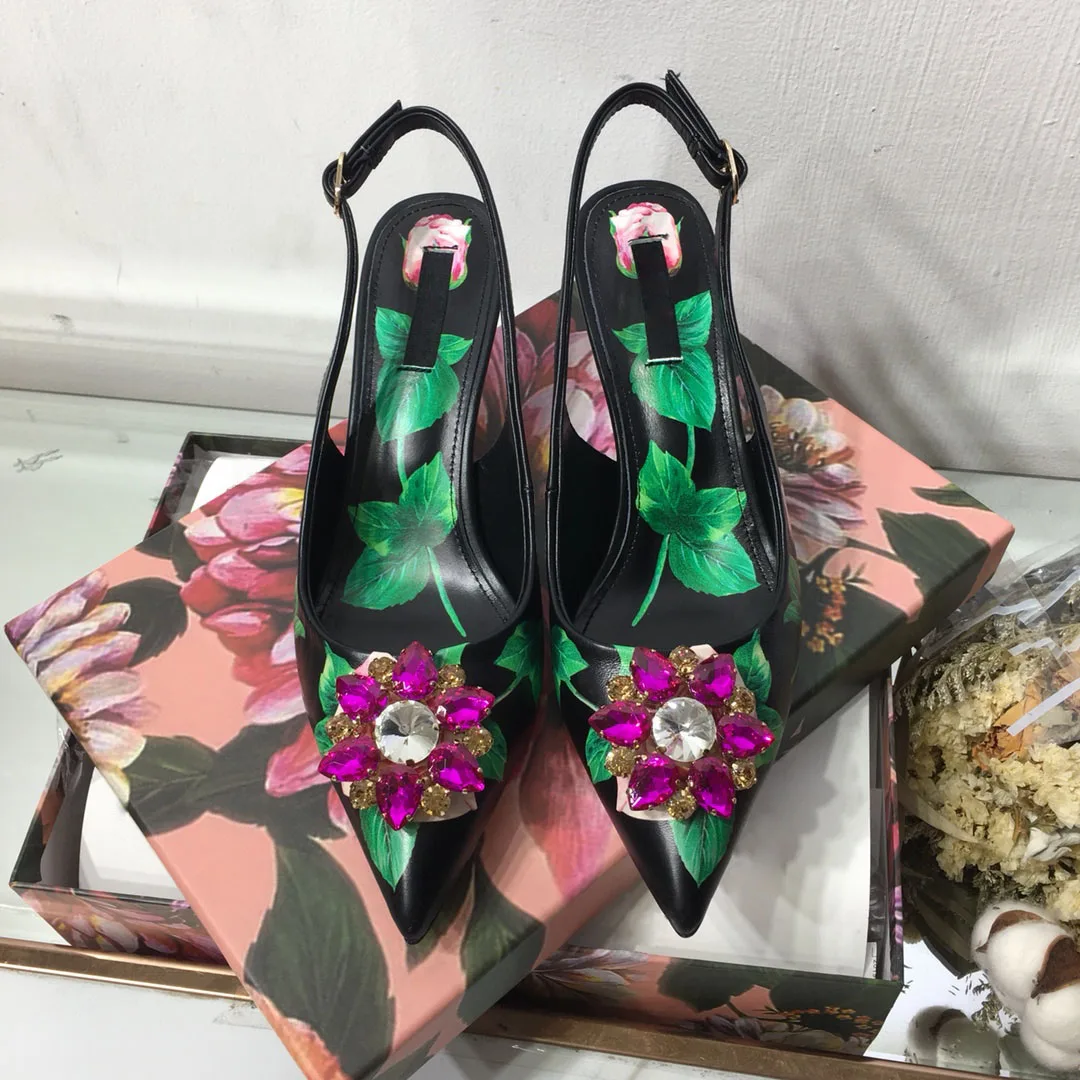 

Prowow 2021 New Spring Sandals Crystal Flower Sandals Women Elegant Women Shoes Hot Pointed Toe Sandals High Heels Sexy Shoes