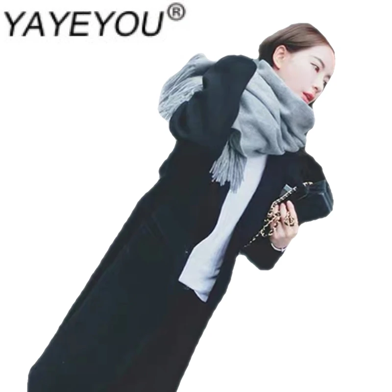 

YAYEYOU/весенняя одежда для отдыха, путешествий, туризма и студентов, вечерние, черные и зеленые, новые длинные шерстяные пальто выше колена