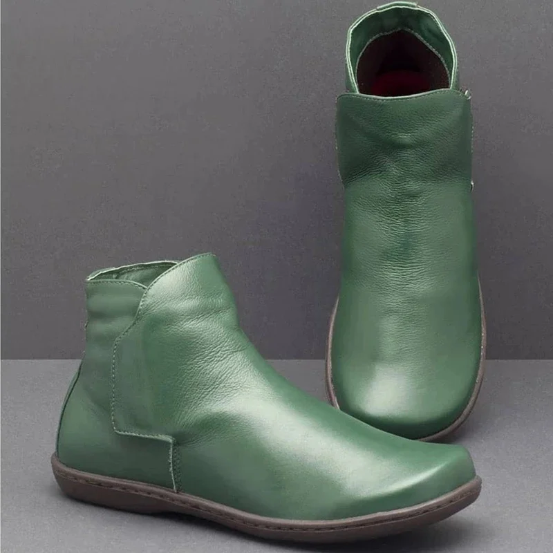 green HFD0871 MCCKLE/женские ботильоны из искусственной кожи на плоской подошве; винтажная женская обувь на платформе с перекрестными ремешками; женская обувь; Botas Mujer; размера плюс - Цвет: green HFD0871