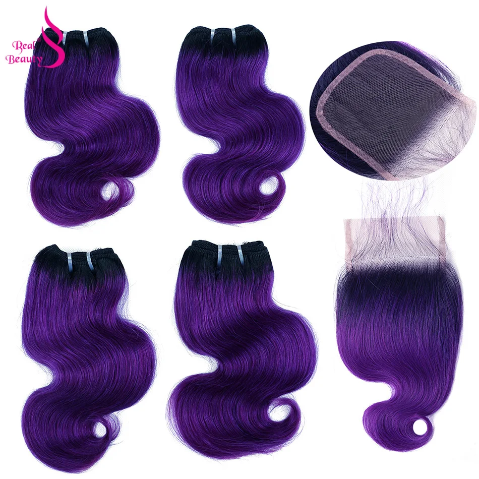 Натуральные волнистые человеческие волосы 4 пряди с закрытием бразильские Remy 50 г